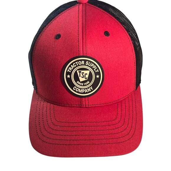 Tractor Supply Co. Red & Black Mesh Trucker Hat Snapback Adjustable Logo Patch - Picture 1 of 8